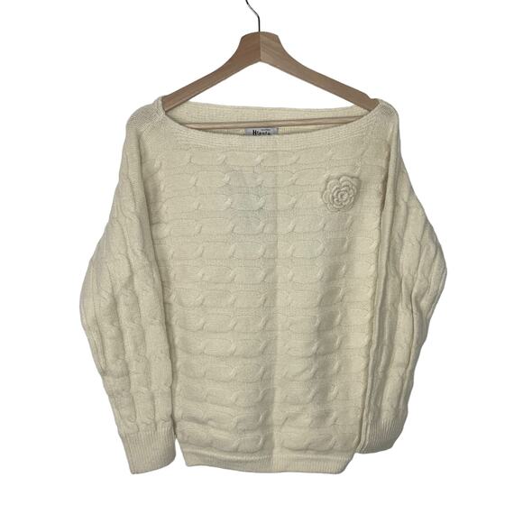 Military Hippie Cream Sweater Flower Pin Small / Medium NWT - Picture 2 of 6